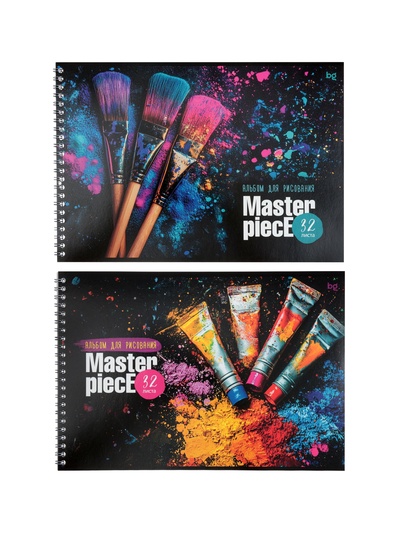 Альбом для рисования BG «Шедевр» А4, 32 листа, на гребне, обложка из мелованного картона, МИКС