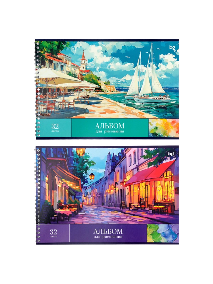 Альбом для рисования BG «Пейзажи» А4, 32 листа, на гребне, обложка из мелованного картона, МИКС - Фото 1