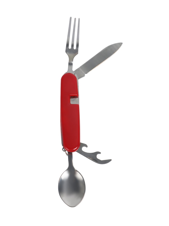 Туристический набор 4  в 1: вилка, ложка, нож, открывашка, складной - Фото 1