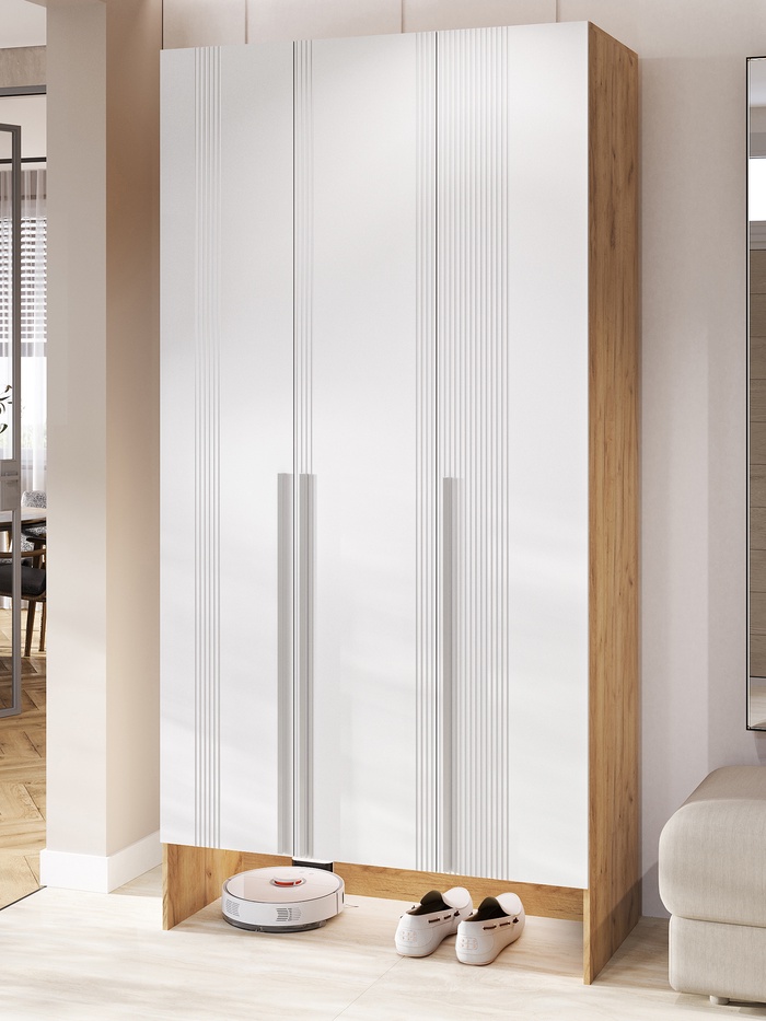 Прихожая «Луна», с нишей, 1200×520×2400 мм, цвет браш вайт/дуб крафт - Фото 1