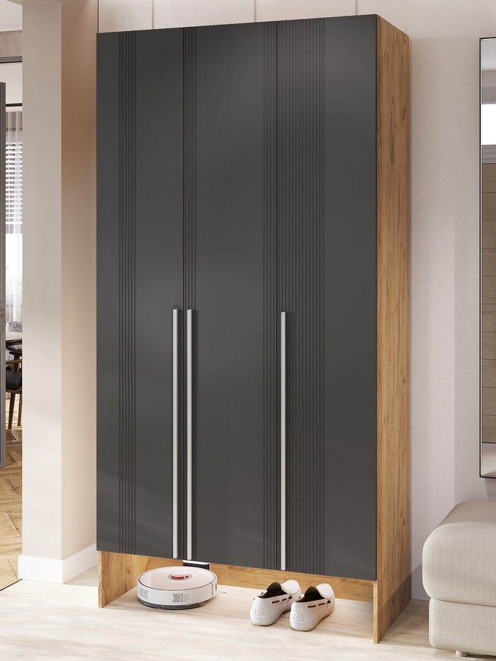 Прихожая «Луна», с нишей, 1200×520×2400 мм, цвет графит софт /дуб крафт - Фото 1