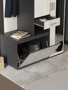 Прихожая «Лира», 1200×520×2152 мм, цвет графит/дуб крафт белый - фото 14921649