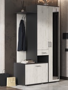 Прихожая «Лира», 1200×520×2152 мм, цвет графит/дуб крафт белый - фото 14921650