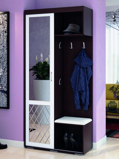 Прихожая «Стелла – 1», 1000×430×2196 мм, цвет белый/венге