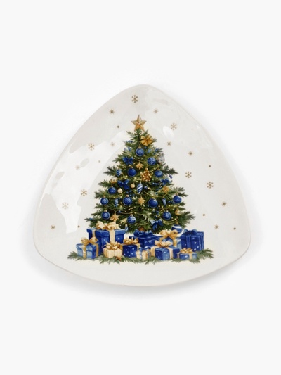 Тарелка новогодняя плоская «Новогодняя ель», 18×18 см
