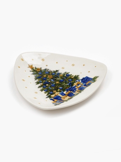 Тарелка новогодняя плоская «Новогодняя ель», 18×18 см