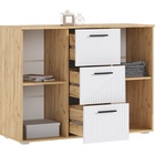 Комод напольный «Сильвия», 3 ящика, 2 двери, 1202×446×908 мм, цвет браш вайт/дуб крафт - фото 14921680