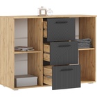 Комод напольный «Сильвия», 3 ящика, 2 двери, 1202×446×908 мм, цвет браш графит/дуб крафт - фото 14921689