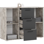 Комод напольный «Сильвия», 3 ящика, 2 двери, 1202×446×908 мм, цвет браш графит/дуб юкон - фото 14921695