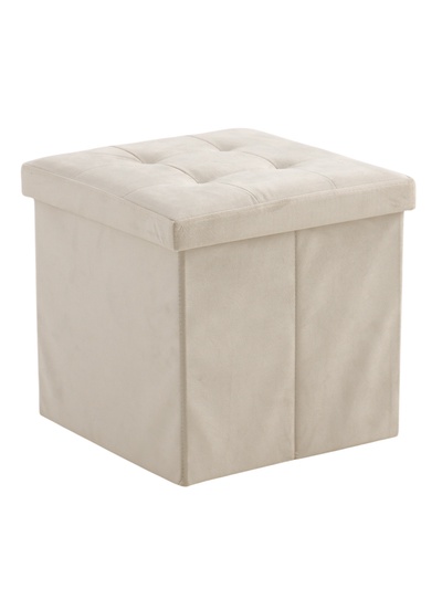 УЦЕНКА Пуф с ящиком 38×38×38 см, прострочка, велюр 3 бежевый, нагрузка 120 кг