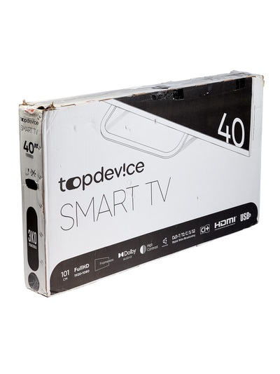 Телевизор Topdevice TDTV40BS04F, 40",1920×1080,DV3-Т/T2/C/S/S2, HDMI×3, USB×2, SmartTV, черный