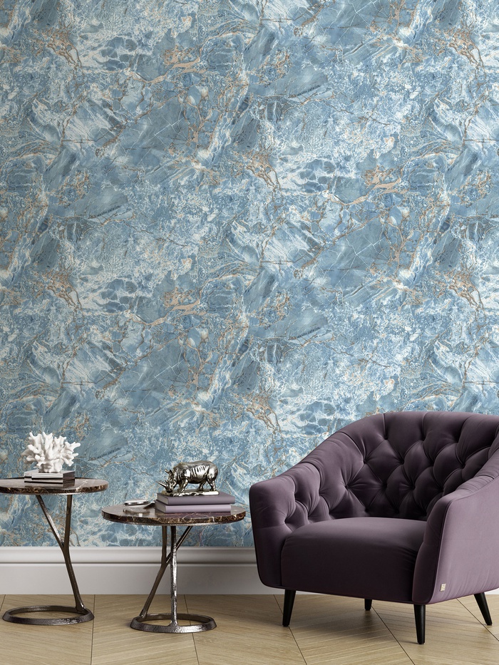 Обои виниловые EURO DECOR 7318 – 03, на флизелиновой основе, 1.06×10 м, цвет синий - Фото 1