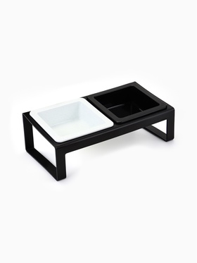 Миски с подставкой КВАРТЕТ пластиковые двойные (+ 2 миски в подарок), 2×0.38 л