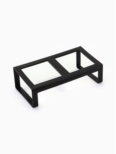 Миски с подставкой КВАРТЕТ пластиковые двойные (+ 2 миски в подарок), 2×0.38 л