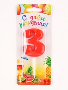 УЦЕНКА Свеча в торт « Красная», цифра 3 - Фото 3