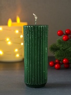 Свеча-цилиндр «Вязаный», 47×117 мм, лак, зелёная - фото 809243262
