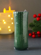 Свеча-цилиндр «Вязаный», 47×117 мм, лак, зелёная - фото 809283166