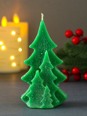 Свеча декоративная «Ёлочки в лесу», 70×110 мм