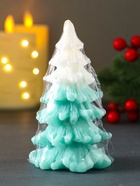 Свеча декоративная «Ёлочка новогодняя», 60×110 мм, 2-х цветная, зелёная - фото 809283168