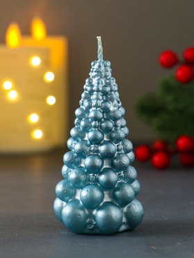 Свеча декоративная «Ёлка из шаров», 50×90 мм, лак, голубая