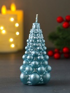 Свеча декоративная «Ёлка из шаров», 50×90 мм, лак, голубая - Фото 3
