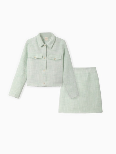 Комплект для девочки (жакет и юбка) MINAKU: PartyDress, зелёный, рост 140 см