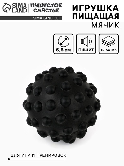 Игрушка пищащая «Мячик» для собак, 6.5 см, черная