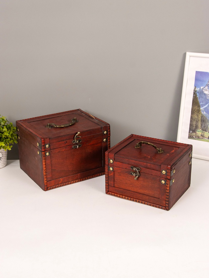 УЦЕНКА Шкатулка для украшений «Рыцарский турнир», дерево состаренная, набор 2 шт. 12×17.5×14.5, 15×21×17.5 см - Фото 1