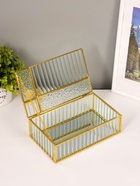 УЦЕНКА Шкатулка для украшений «Бабочка», стекло с металлическим каркасом, прямоугольник, прозрачная, 12.3×20×8.3 см 10932566