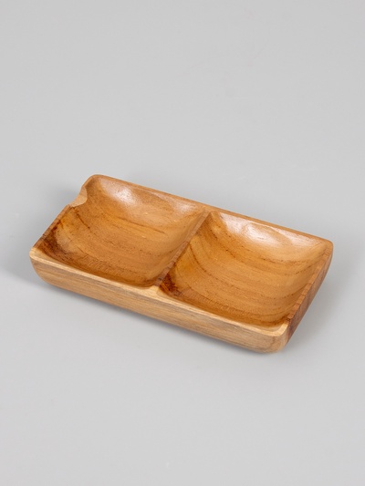 УЦЕНКА Соусница двойная, 14×7×2 см, тиковое дерево