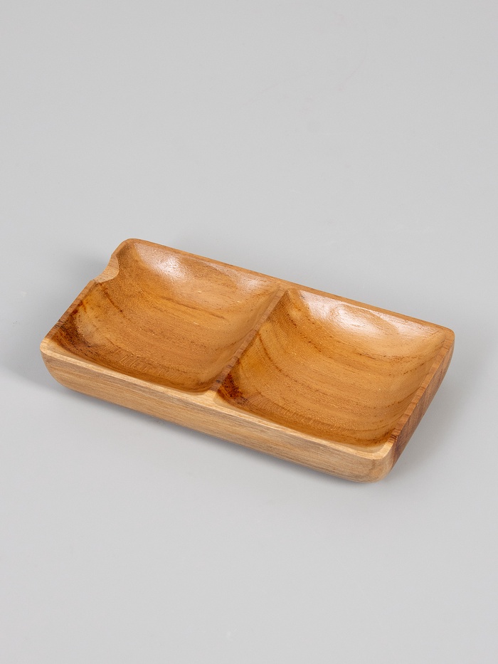 УЦЕНКА Соусница двойная, 14×7×2 см, тиковое дерево - Фото 1