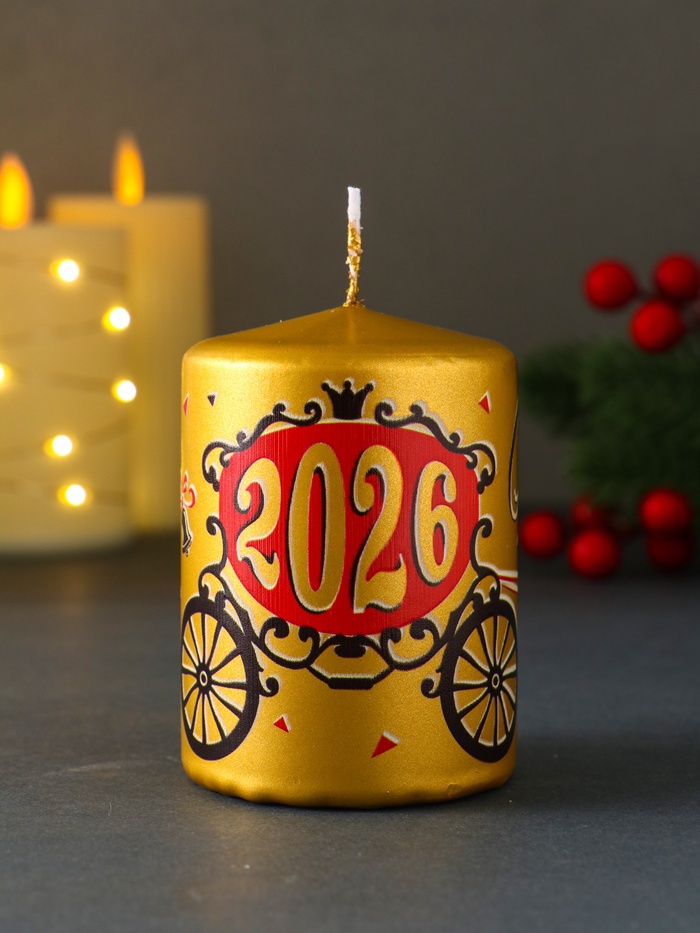 Свеча новогодняя пеньковая «Лошадь. 2026», 6×6×8 см - Фото 1