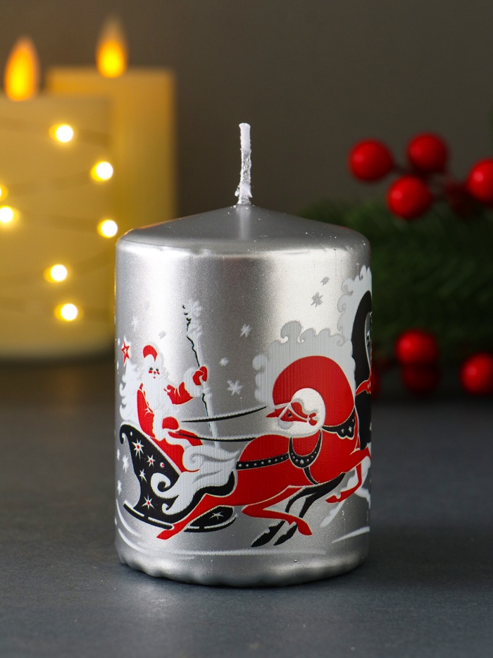 Свеча пеньковая «С Новым годом!», 6×6×8 см - Фото 1