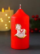 Свеча-цилиндр «Лошадка-качалка», 6×6×8 см - Фото 2