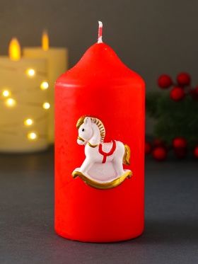 Свеча-цилиндр «Лошадка-качалка», 6×6×8 см