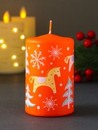 Свеча новогодняя пеньковая «Лошадки», 6×6×8 см - Фото 4