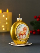 Свеча новогодняя «Шар. Конь», золотой, 6.8×3.5×7.5 см - фото 7097670