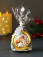 Свеча новогодняя «Шар. Конь», золотой, 6.8×3.5×7.5 см - фото 61947012