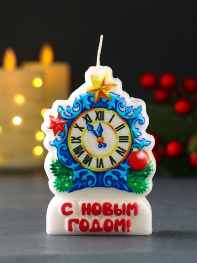 Свеча новогодняя «Куранты. Барельеф», 5.4×1.7×8 см