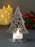 Подсвечник на 1 свечу «Ёлка новогодняя со звёздами», металл, серебряный, 6.6×9×12.5 см - фото 809243617 Подсвечник на 1 свечу «Ёлка новогодняя со звёздами», металл, серебряный, 6.6×9×12.5 см - фото 809243617