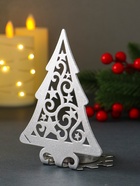 Подсвечник на 1 свечу «Ёлка новогодняя со звёздами», металл, серебряный, 6.6×9×12.5 см - фото 809243620 Подсвечник на 1 свечу «Ёлка новогодняя со звёздами», металл, серебряный, 6.6×9×12.5 см - фото 809243620