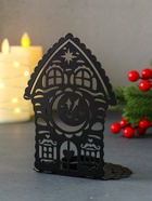 Подсвечник на 1 свечу «Домик новогодний с часами», металл, чёрный, 6.7×10×13.5 см - фото 809243634 Подсвечник на 1 свечу «Домик новогодний с часами», металл, чёрный, 6.7×10×13.5 см - фото 809243634