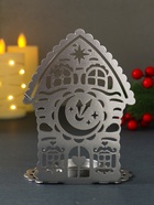 Подсвечник на 1 свечу «Домик новогодний с часами», металл, серебряный, 6.7×10×13.5 см - фото 809243639 Подсвечник на 1 свечу «Домик новогодний с часами», металл, серебряный, 6.7×10×13.5 см - фото 809243639