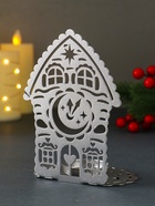 Подсвечник на 1 свечу «Домик новогодний с часами», металл, серебряный, 6.7×10×13.5 см - фото 809243641 Подсвечник на 1 свечу «Домик новогодний с часами», металл, серебряный, 6.7×10×13.5 см - фото 809243641