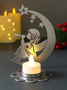 Подсвечник на 1 свечу «Рождественский месяц», металл, серебряный, 11×7×15 см - фото 809243645 Подсвечник на 1 свечу «Рождественский месяц», металл, серебряный, 11×7×15 см - фото 809243645