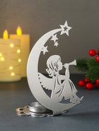 Подсвечник на 1 свечу «Рождественский месяц», металл, серебряный, 11×7×15 см - Фото 4