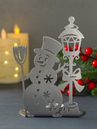 Подсвечник на 1 свечу «Снеговик новогодний», металл, серебряный, 10×7.5×15 см - фото 809243654 Подсвечник на 1 свечу «Снеговик новогодний», металл, серебряный, 10×7.5×15 см - фото 809243654