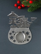 Подсвечник на 1 свечу «Снеговик новогодний», металл, серебряный, 10×7.5×15 см - Фото 6