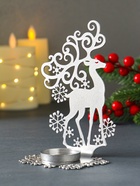 Подсвечник на 1 свечу «Олень новогодний», металл, серебряный, 9.5×7×14.5 см - Фото 5