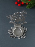 Подсвечник на 1 свечу «Олень новогодний», металл, серебряный, 9.5×7×14.5 см - Фото 6